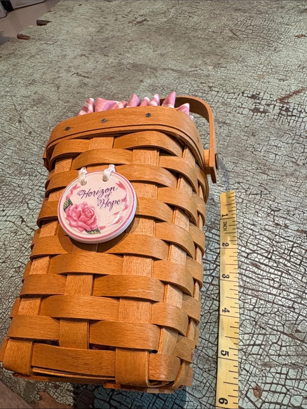 Longaberger 1998 Horizon of Hope Basket w Liner Protector Tie-On USA
